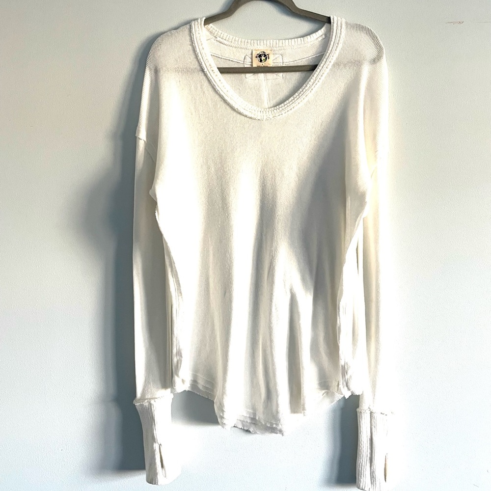 We The Free White Oversized Scoop Neck Thermal